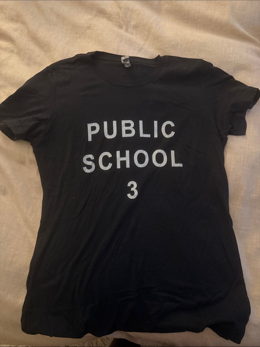 Next Level Apparel Black Tee with White PUBLIC SCHOOL Graphic